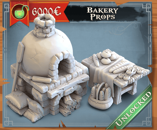 3D Printed STL Miniatures Bakery Props 28 - 32mm War Gaming D&D