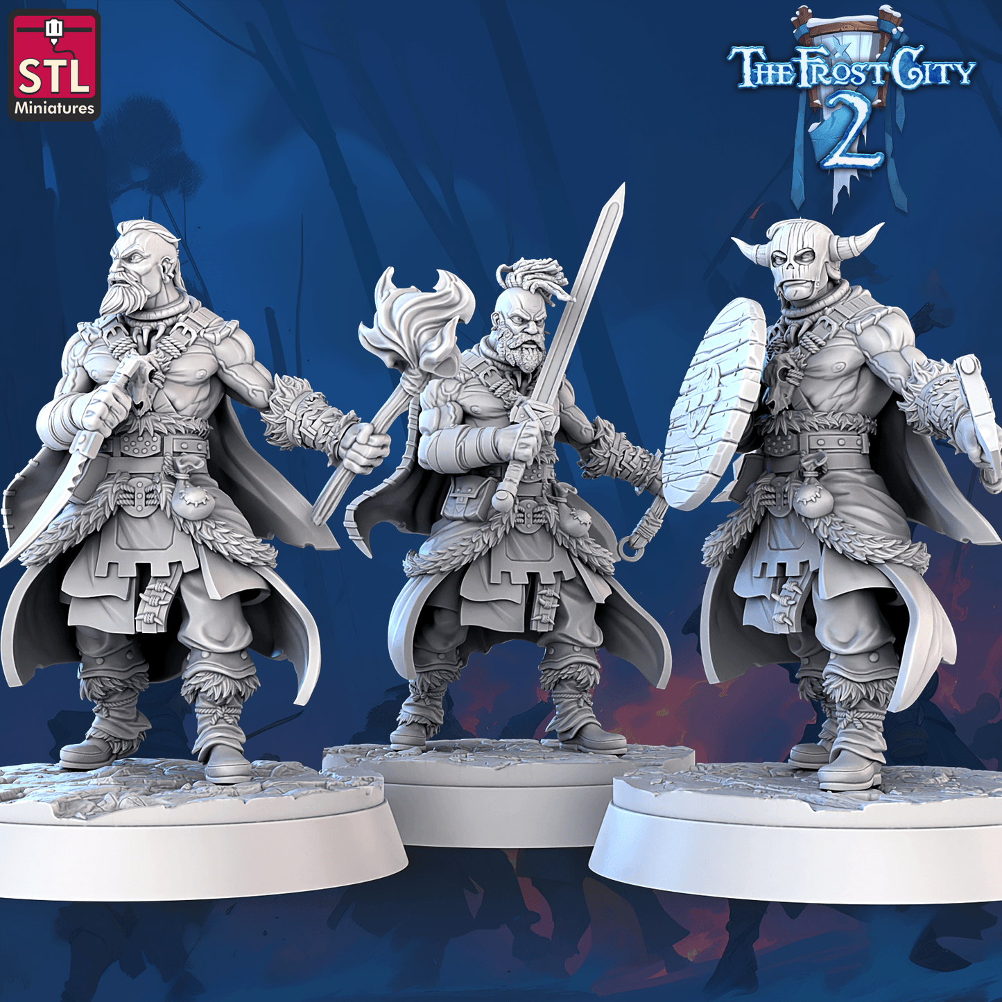 3D Printed STL Miniatures Barbarians The Frost City 2 28 - 32mm War Gaming D&D