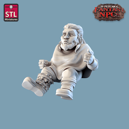 3D Printed STL Miniatures Barber Shop Set Fantasy NPC 28mm - 32mm War Gaming D&D