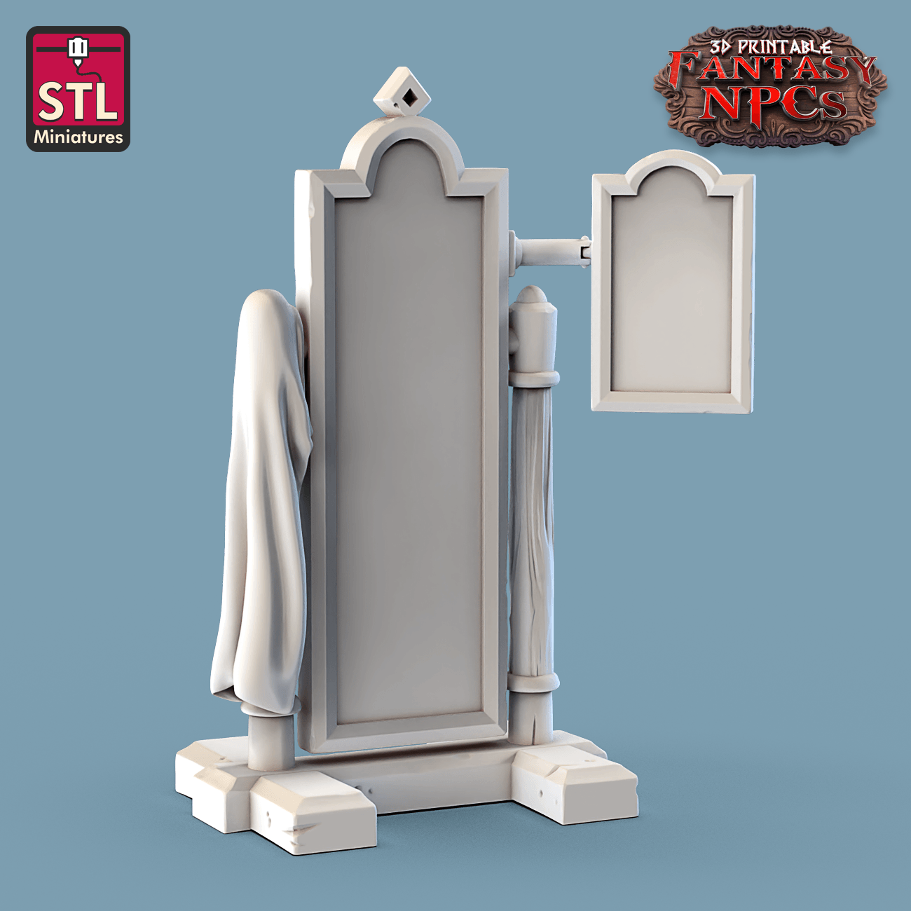 3D Printed STL Miniatures Barber Shop Set Fantasy NPC 28mm - 32mm War Gaming D&D
