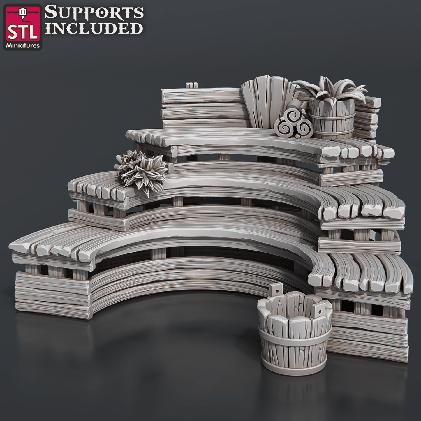 3D Printed STL Miniatures Bath House Set 28 - 32mm War Gaming D&D