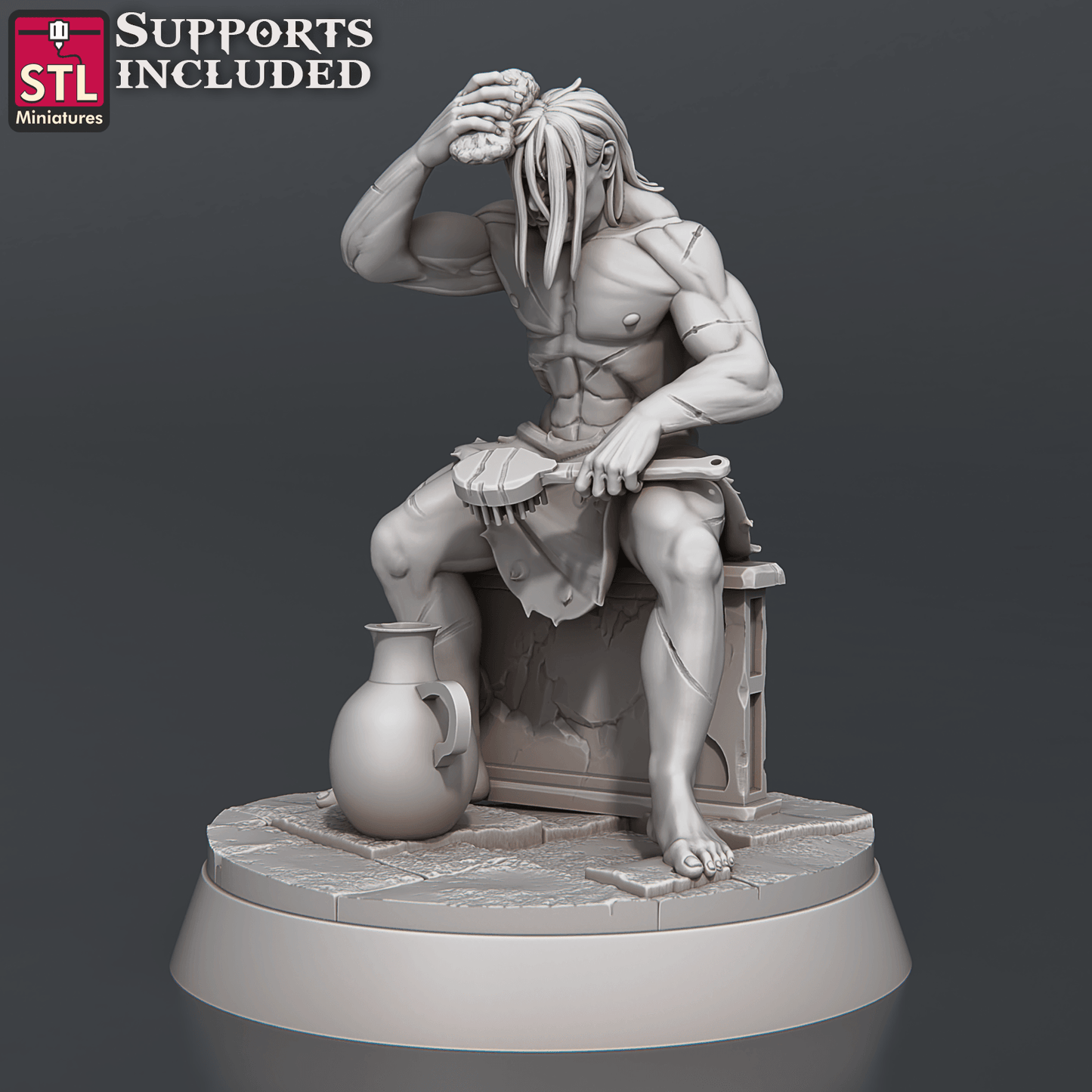 3D Printed STL Miniatures Bath House Set 28 - 32mm War Gaming D&D