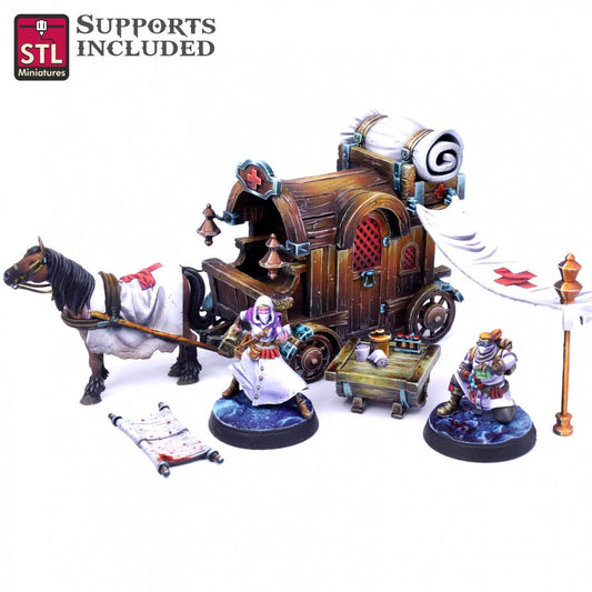 3D Printed STL Miniatures Battlefield Medic Set 28mm - 32mm War Gaming D&D