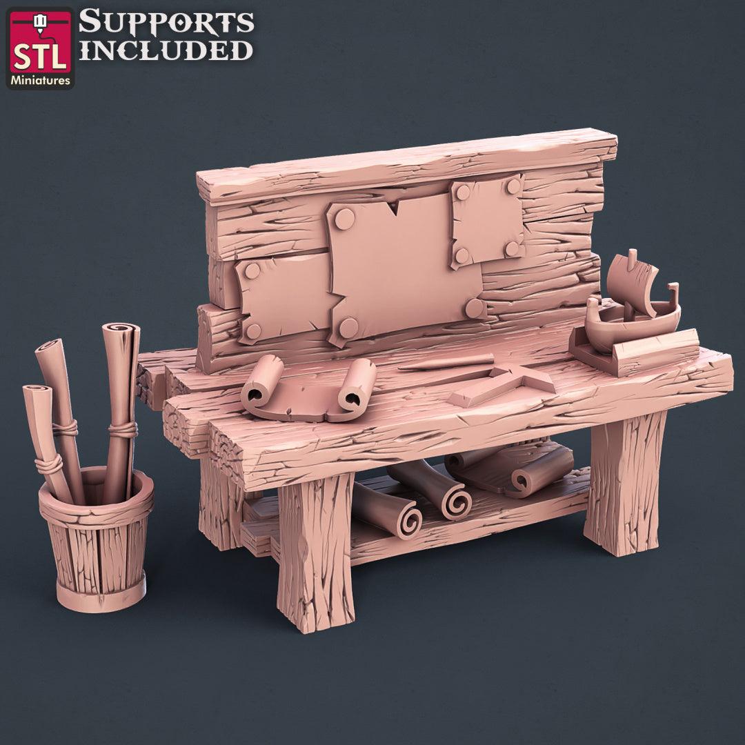 3D Printed STL Miniatures Boat Builder Set 28mm - 32mm War Gaming D&D