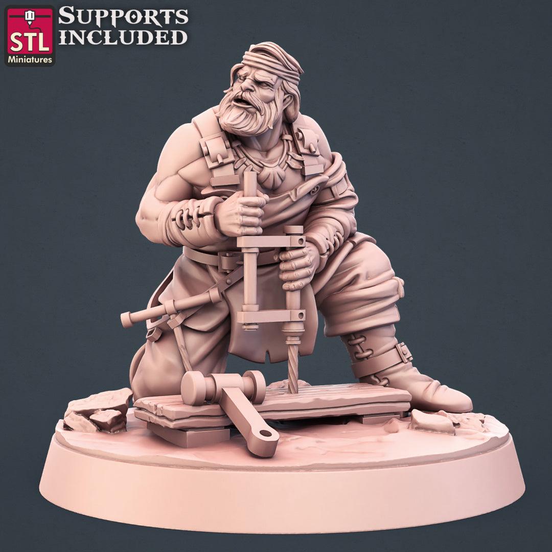 3D Printed STL Miniatures Boat Builder Set 28mm - 32mm War Gaming D&D