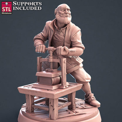 3D Printed STL Miniatures Bookbinder Set 28mm - 32mm War Gaming D&D