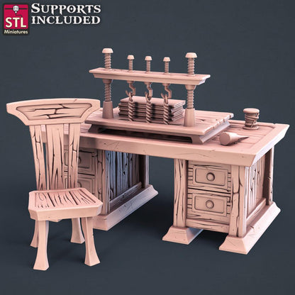 3D Printed STL Miniatures Bookbinder Set 28mm - 32mm War Gaming D&D