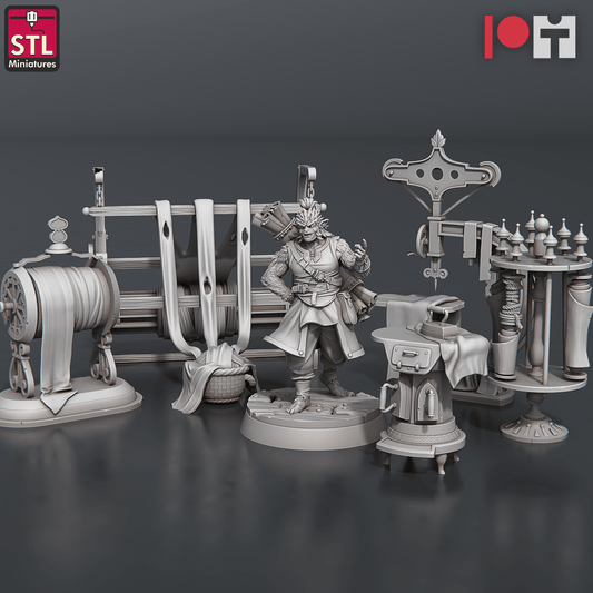 3D Printed STL Miniatures Bugbear Fabric Seller Set 28 - 32mm War Gaming D&D