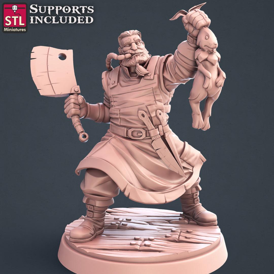 3D Printed STL Miniatures Butcher Set 28mm - 32mm War Gaming D&D