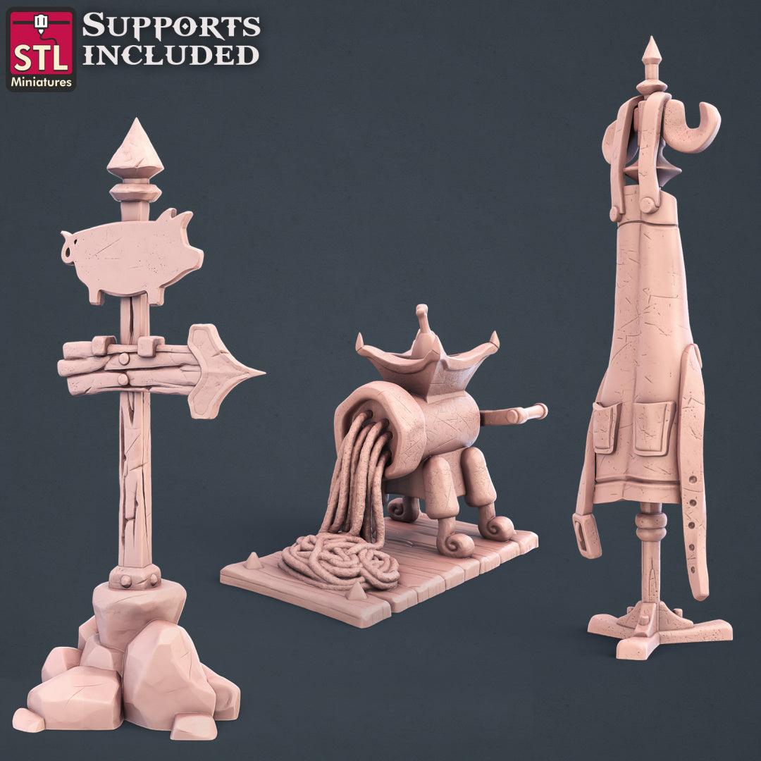 3D Printed STL Miniatures Butcher Set 28mm - 32mm War Gaming D&D