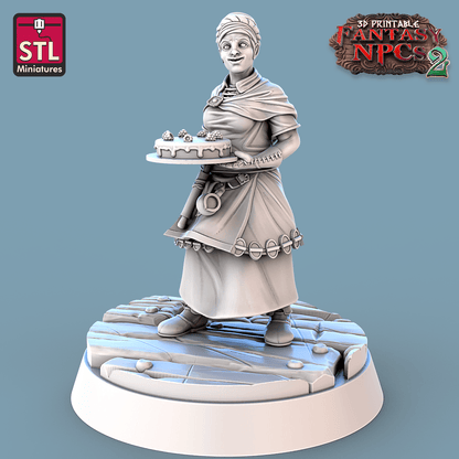3D Printed STL Miniatures Candy Seller Set Fantasy NPC 2 | 28 - 32mm War Gaming D&D