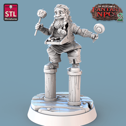 3D Printed STL Miniatures Candy Seller Set Fantasy NPC 2 | 28 - 32mm War Gaming D&D