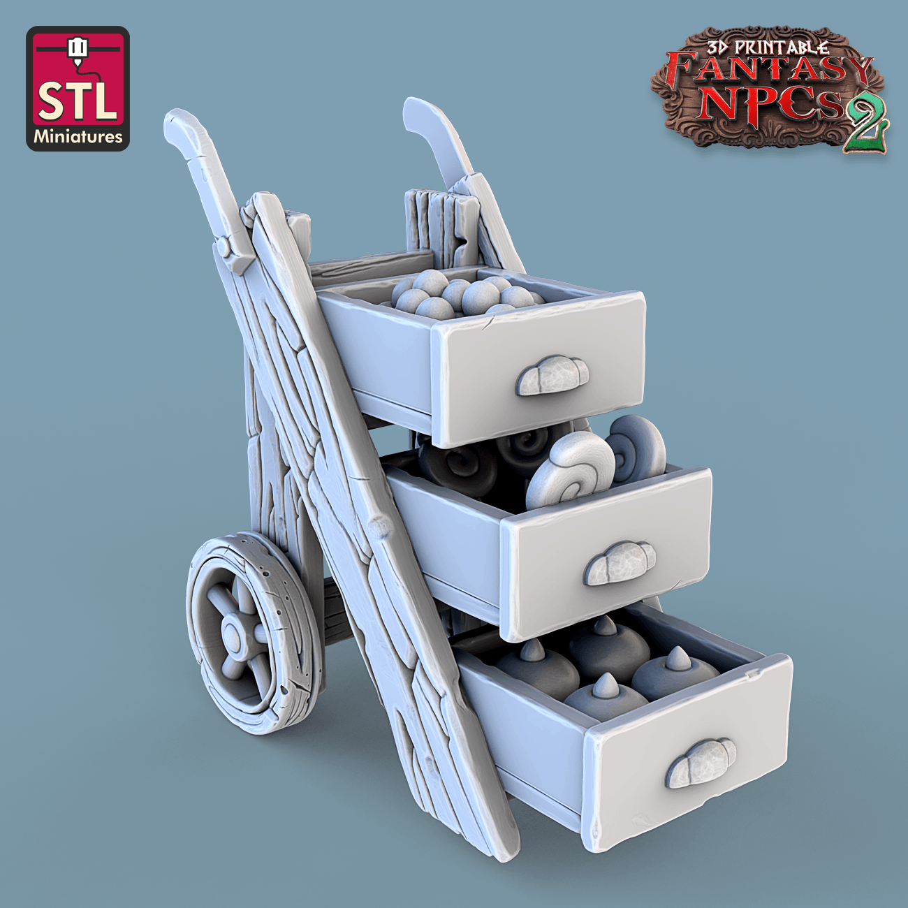 3D Printed STL Miniatures Candy Seller Set Fantasy NPC 2 | 28 - 32mm War Gaming D&D