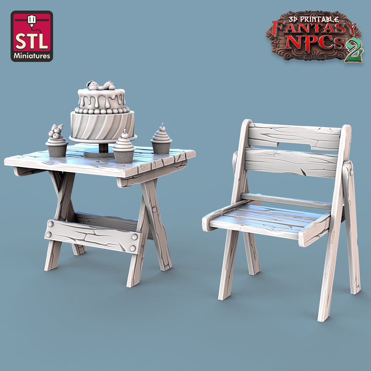 3D Printed STL Miniatures Candy Seller Set Fantasy NPC 2 | 28 - 32mm War Gaming D&D