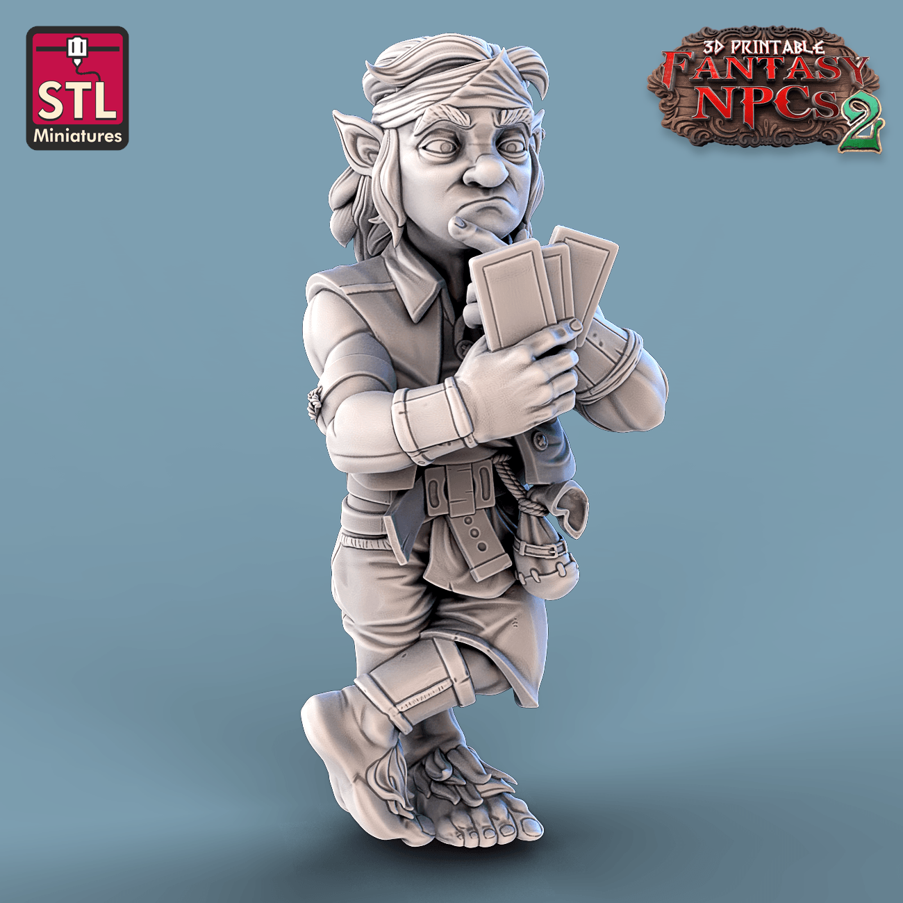3D Printed STL Miniatures Card Players Set Fantasy NPC 2 | 28 - 32mm War Gaming D&D