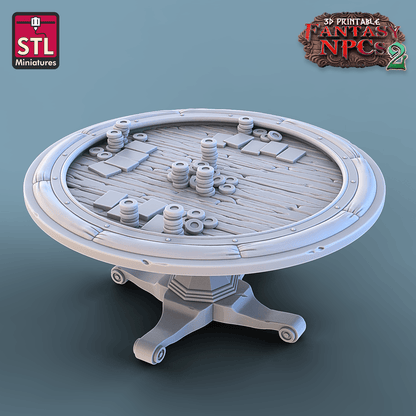 3D Printed STL Miniatures Card Players Set Fantasy NPC 2 | 28 - 32mm War Gaming D&D