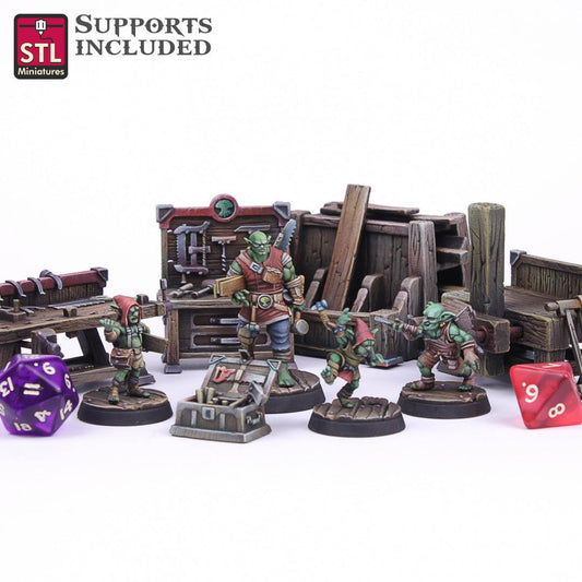 3D Printed STL Miniatures Carpenter Set 28mm - 32mm War Gaming D&D