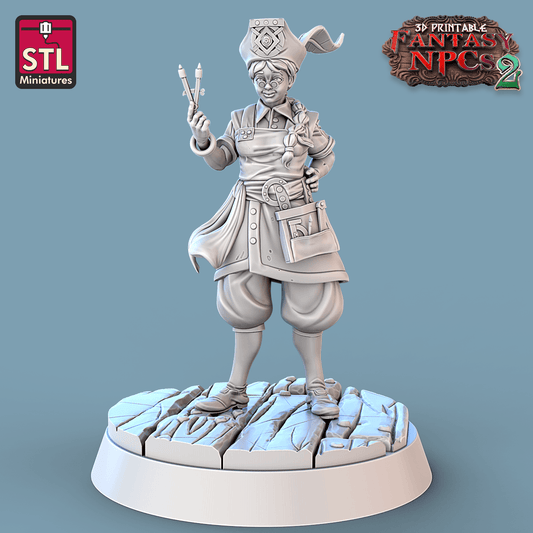 3D Printed STL Miniatures Cartographers Set Fantasy NPC 2 | 28 - 32mm War Gaming D&D