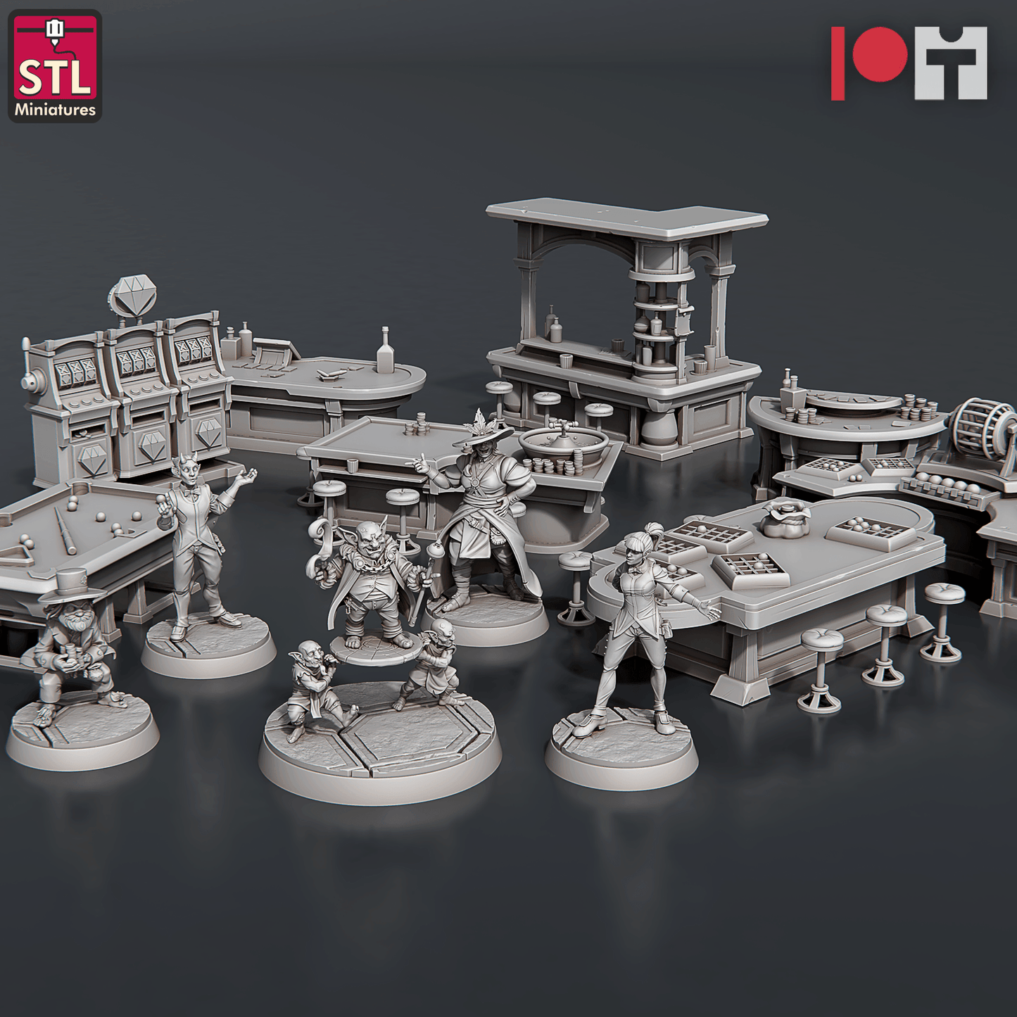 3D Printed STL Miniatures Casino 28 - 32mm War Gaming D&D
