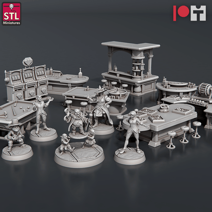 3D Printed STL Miniatures Casino 28 - 32mm War Gaming D&D