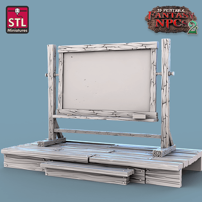 3D Printed STL Miniatures Classroom Set Fantasy NPC 2 | 28 - 32mm War Gaming D&D