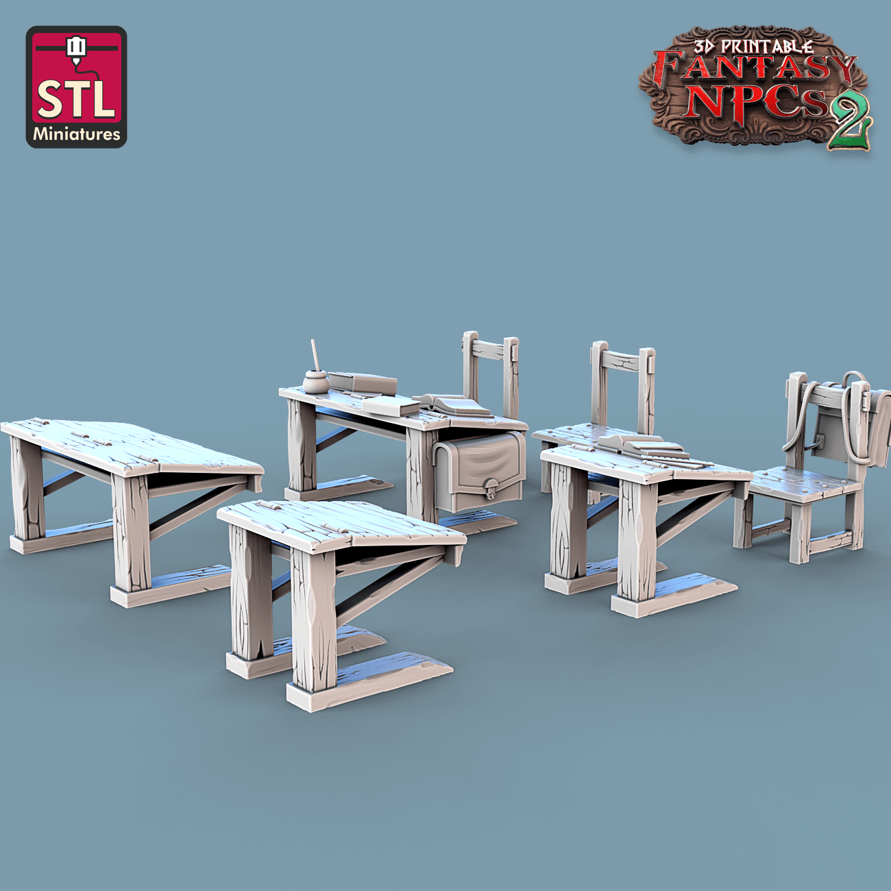 3D Printed STL Miniatures Classroom Set Fantasy NPC 2 | 28 - 32mm War Gaming D&D