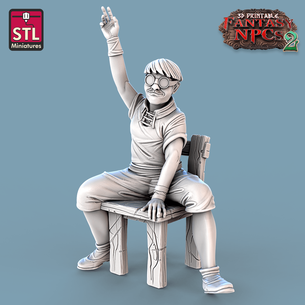 3D Printed STL Miniatures Classroom Set Fantasy NPC 2 | 28 - 32mm War Gaming D&D