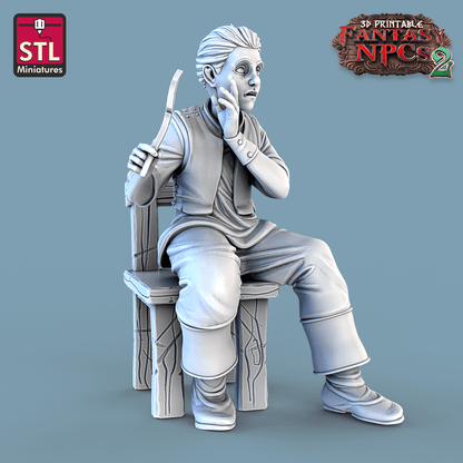 3D Printed STL Miniatures Classroom Set Fantasy NPC 2 | 28 - 32mm War Gaming D&D