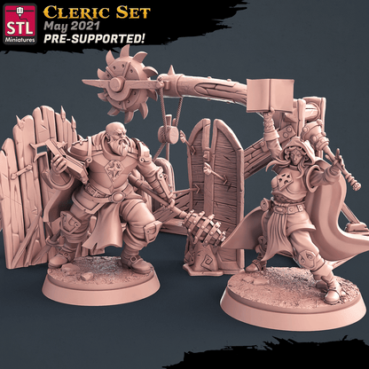 3D Printed STL Miniatures Cleric Set 28 - 32mm War Gaming D&D