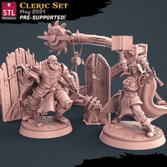3D Printed STL Miniatures Cleric Set 28 - 32mm War Gaming D&D