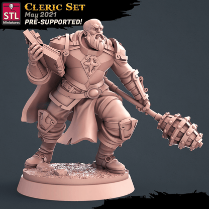 3D Printed STL Miniatures Cleric Set 28 - 32mm War Gaming D&D
