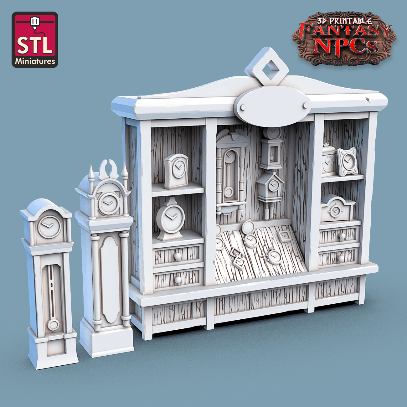 3D Printed STL Miniatures Clockworkers Set Fantasy NPC 28mm - 32mm War Gaming D&D