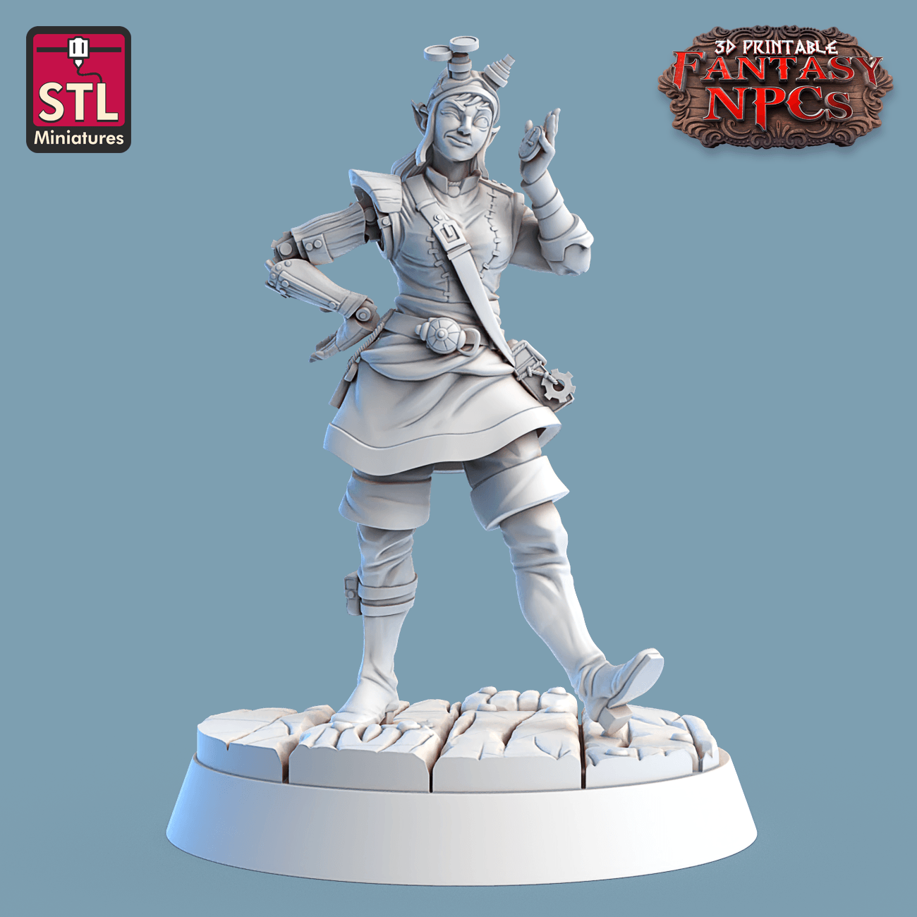 3D Printed STL Miniatures Clockworkers Set Fantasy NPC 28mm - 32mm War Gaming D&D