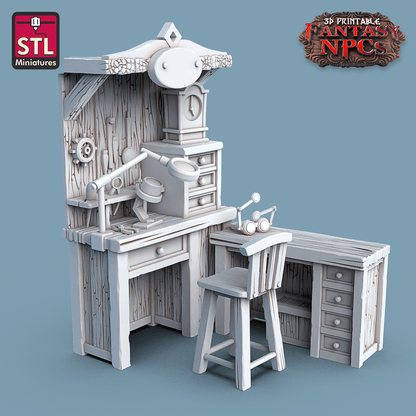 3D Printed STL Miniatures Clockworkers Set Fantasy NPC 28mm - 32mm War Gaming D&D