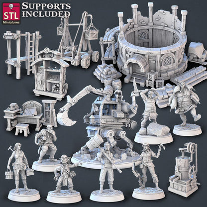 3D Printed STL Miniatures Constructors Set 28 - 32mm War Gaming D&D
