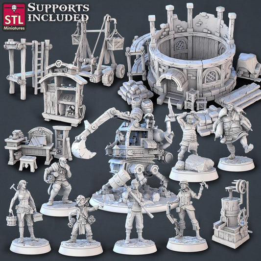 3D Printed STL Miniatures Constructors Set 28 - 32mm War Gaming D&D