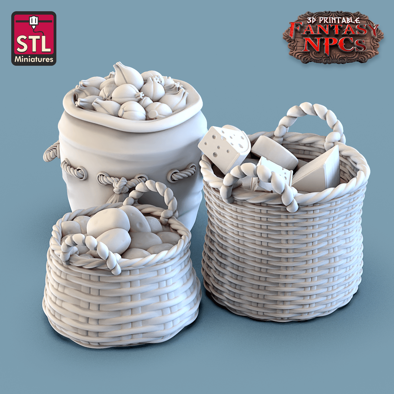 3D Printed STL Miniatures Cook Set Fantasy NPC 28mm - 32mm War Gaming D&D