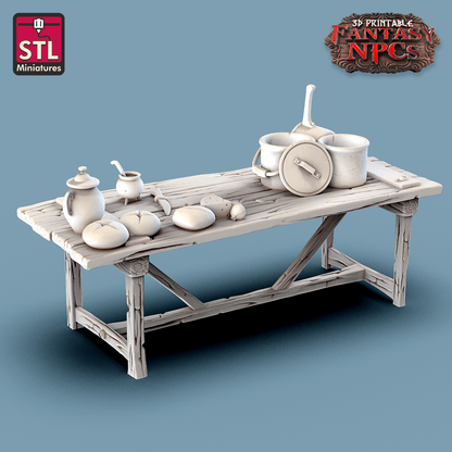 3D Printed STL Miniatures Cook Set Fantasy NPC 28mm - 32mm War Gaming D&D