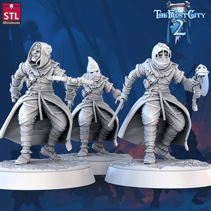 3D Printed STL Miniatures Cultist Set The Frost City 2 28 - 32mm War Gaming D&D