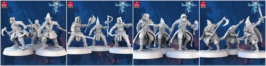 3D Printed STL Miniatures Cultist Set The Frost City 2 28 - 32mm War Gaming D&D