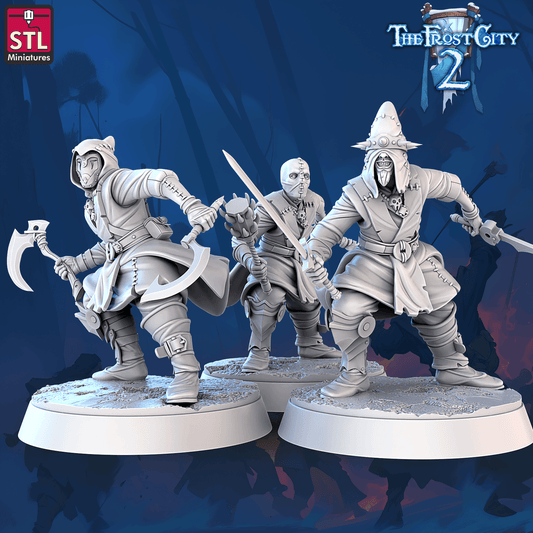 3D Printed STL Miniatures Cultist Set The Frost City 2 28 - 32mm War Gaming D&D