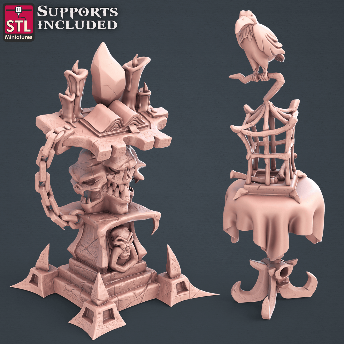3D Printed STL Miniatures Darkwizard Set 28mm - 32mm War Gaming D&D