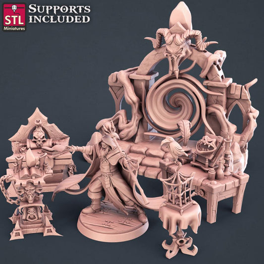 3D Printed STL Miniatures Darkwizard Set 28mm - 32mm War Gaming D&D