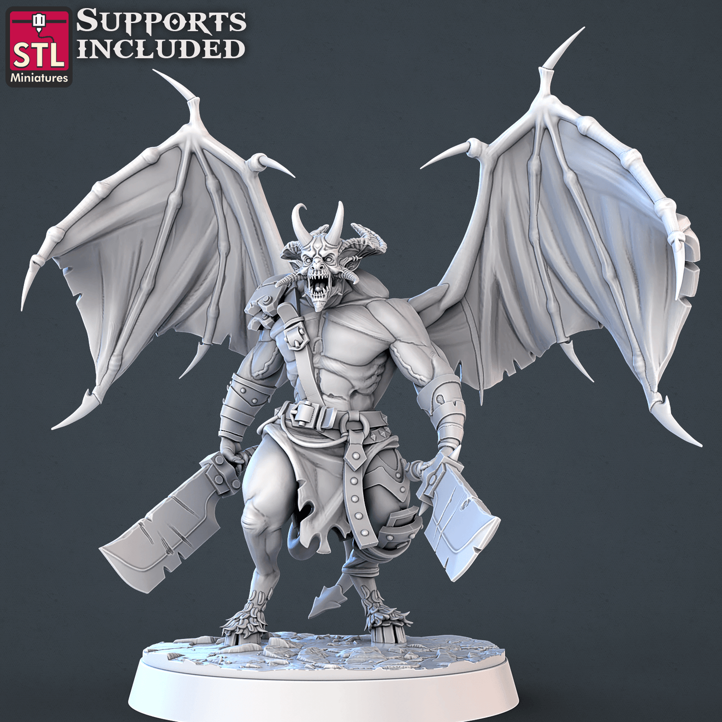 3D Printed STL Miniatures Demons Set | 28 - 32mm War Gaming D&D