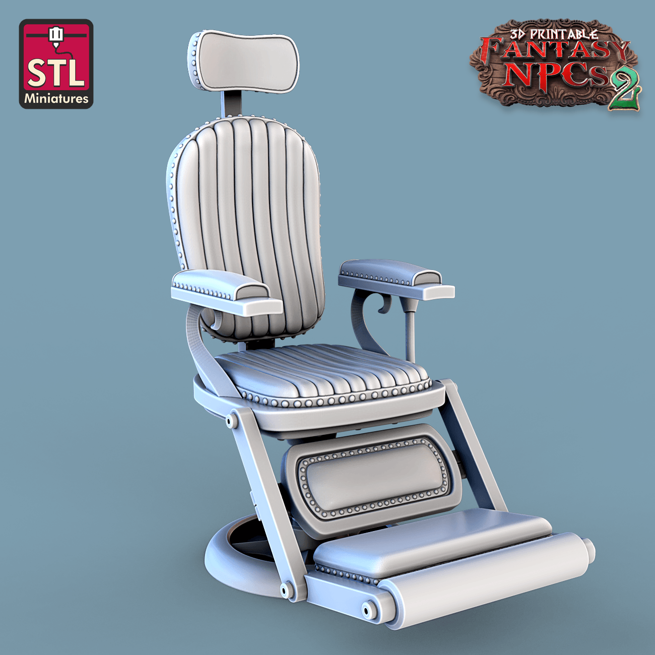 3D Printed STL Miniatures Dentist Set Fantasy NPC 2 | 28 - 32mm War Gaming D&D