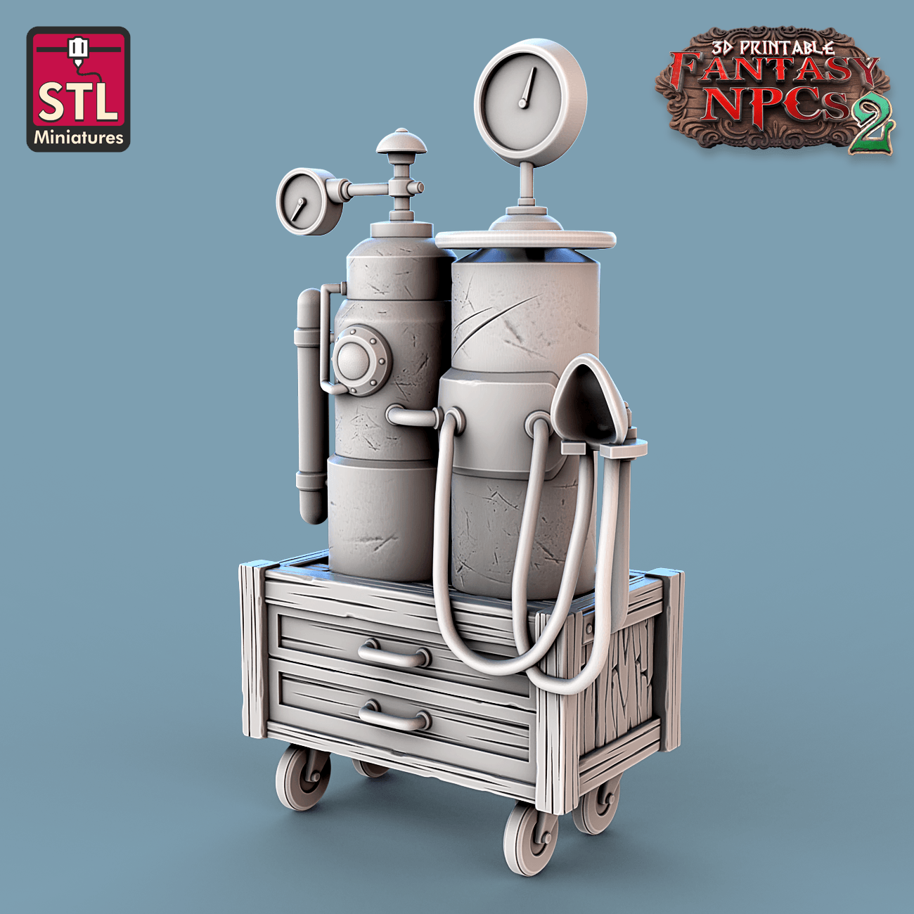 3D Printed STL Miniatures Dentist Set Fantasy NPC 2 | 28 - 32mm War Gaming D&D