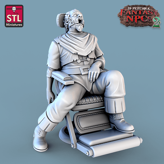 3D Printed STL Miniatures Dentist Set Fantasy NPC 2 | 28 - 32mm War Gaming D&D