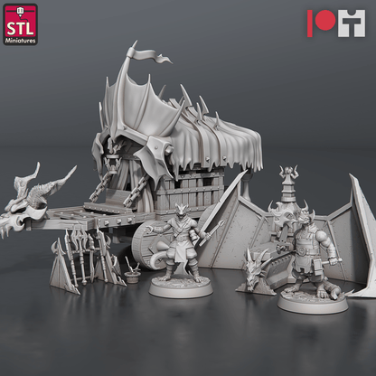3D Printed STL Miniatures Dragonborn Blacksmith Set 28 - 32mm War Gaming D&D