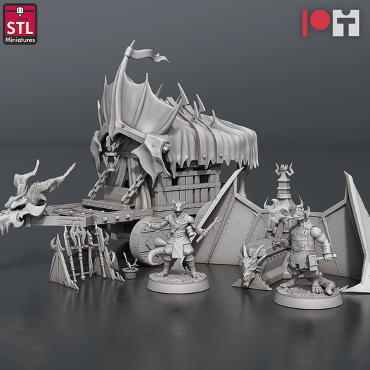 3D Printed STL Miniatures Dragonborn Blacksmith Set 28 - 32mm War Gaming D&D