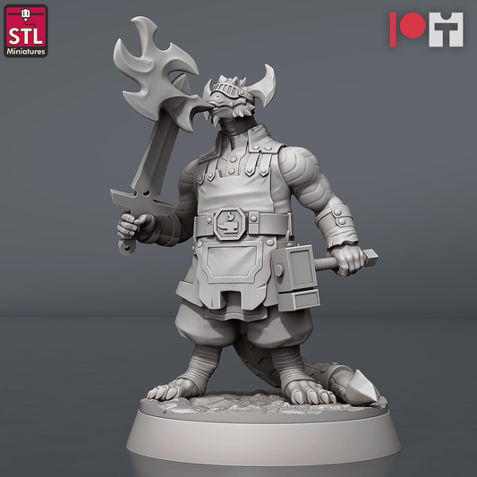 3D Printed STL Miniatures Dragonborn Blacksmith Set 28 - 32mm War Gaming D&D